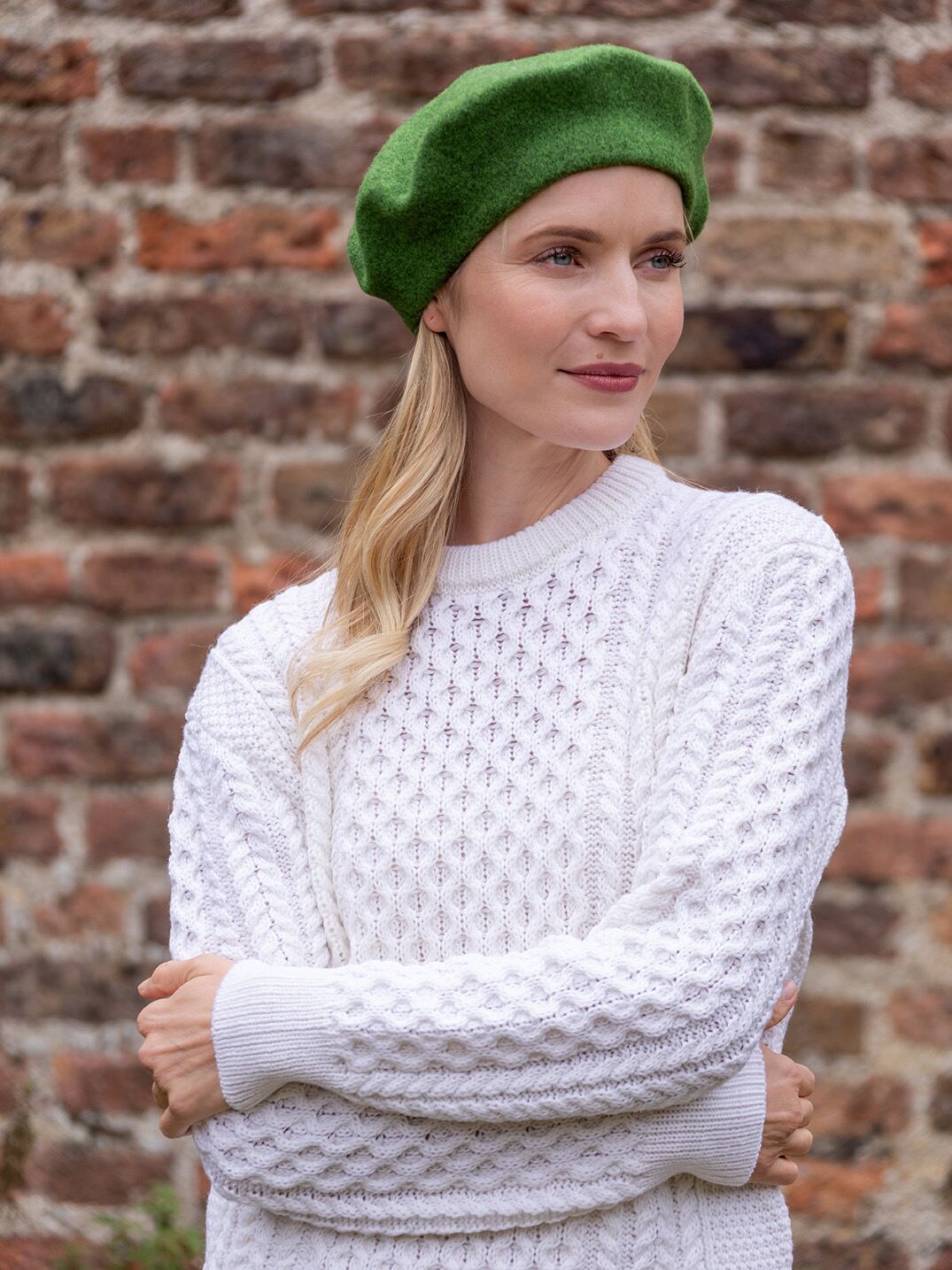 100% Pure Wool Beret Green