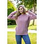Ladies Merino Wool Fitted Aran Sweater Pink
