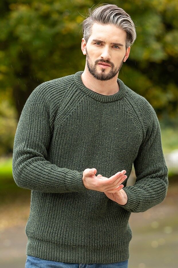 Mens Ribbed Crew Neck Sweater | The Sweater Shop