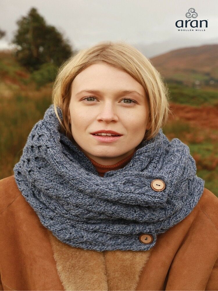 Aran Infinity Snood Denim | The Sweater Shop