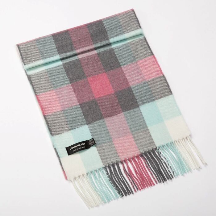 pink and grey check scarf