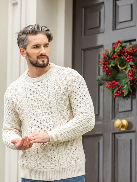 Men S Aran Cable Knit Sweater The Sweater Shop