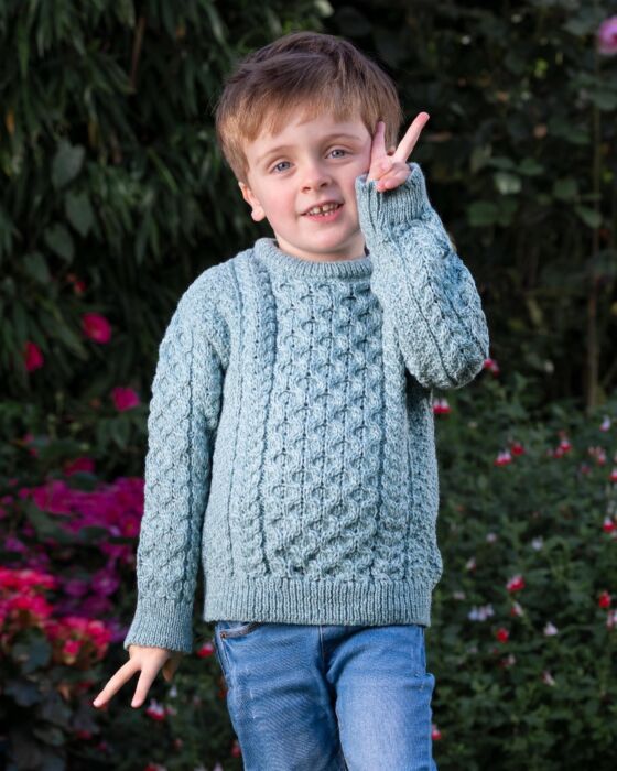 Kid's Super Soft Merino Cable Knit Aran Sweater