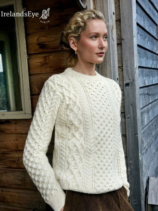 Wool Cashmere Aran Cable Sweater, Fisherman Sweater Woman
