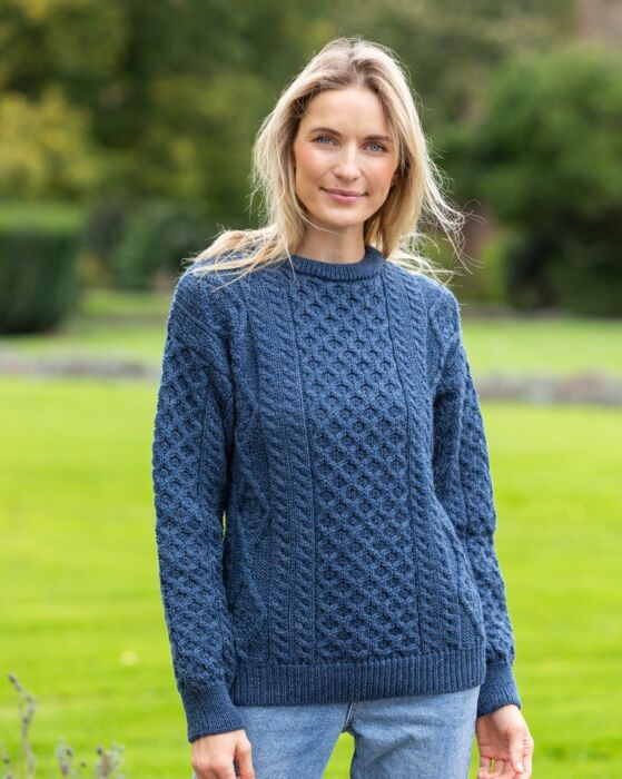 Pure Wool unisex Aran Sweater Charcoal