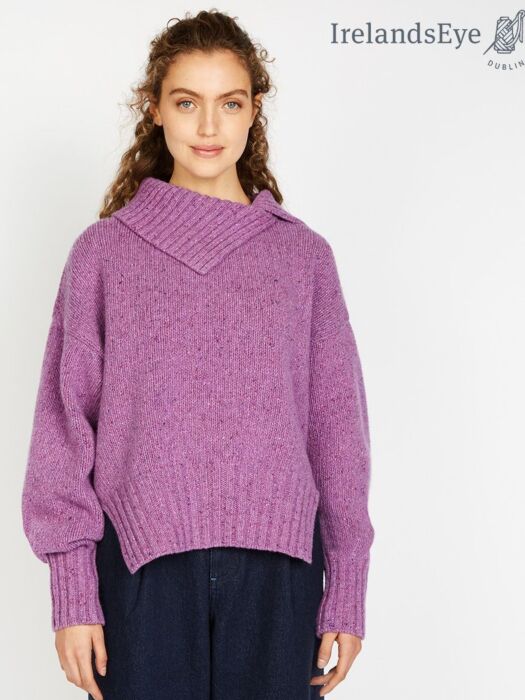 Plush Slouchy Sweater Sheer Lilac