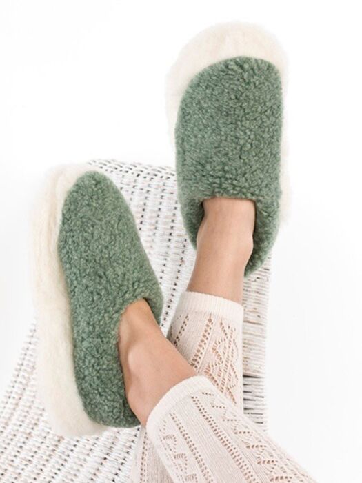 Unisex Merino Wool Slippers Green | The 