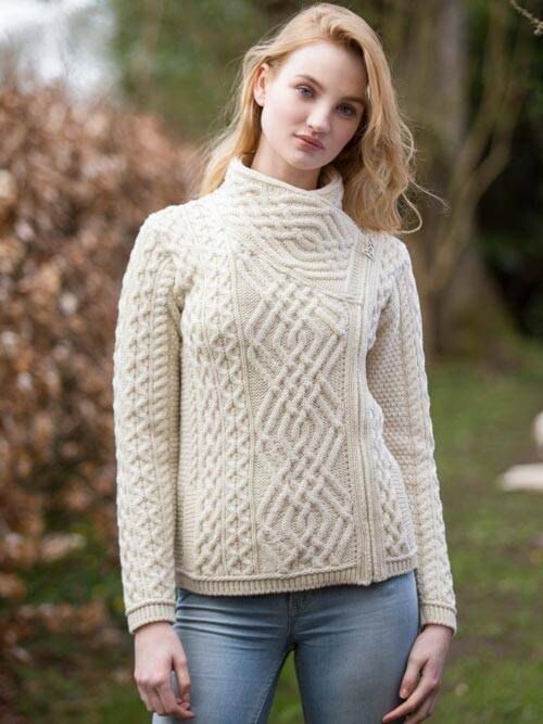 Cable Knit Side Zip Cardigan Natural