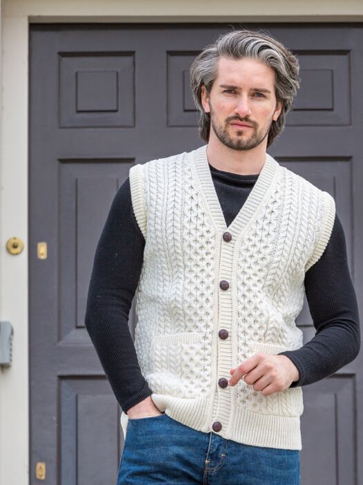 Sinewi Encommium neem medicijnen Mens Merino Wool V Neck Sweater Vest Natural | The Sweater Shop