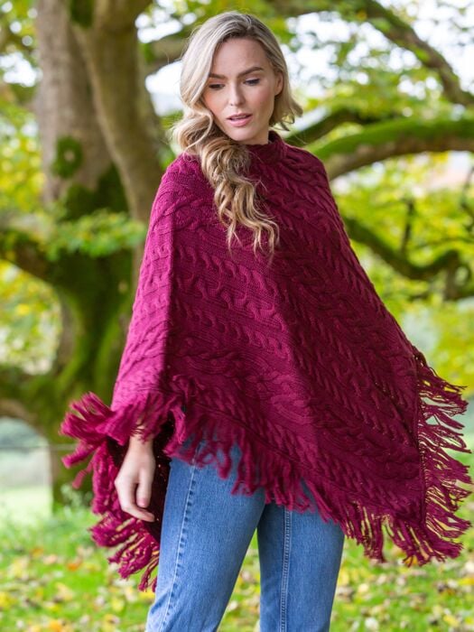 burgundy aran wool