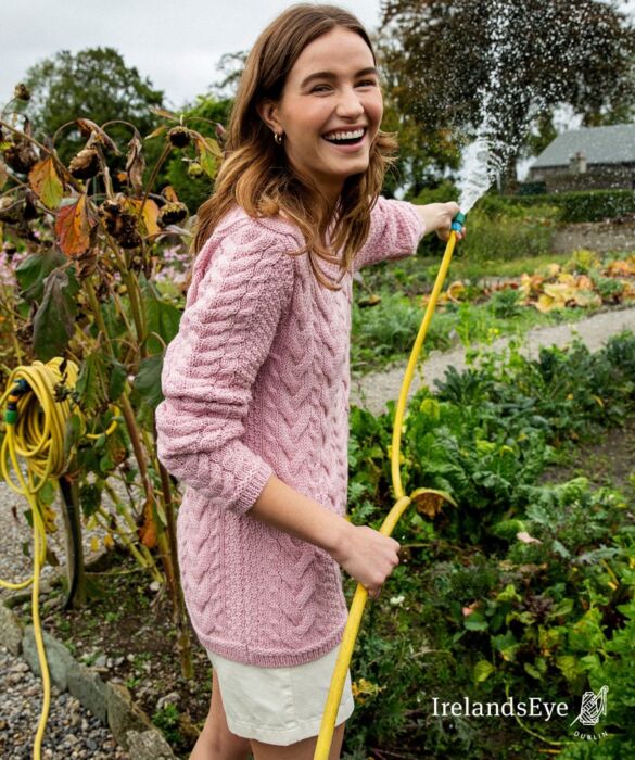 Irish Aran Sweater Pink