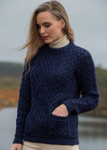 Aran Cable Sweater with Pockets C4443 | The Sweater Shop