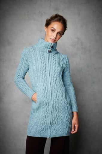 Side Zip Cable knit Sweater with Claddagh Zip