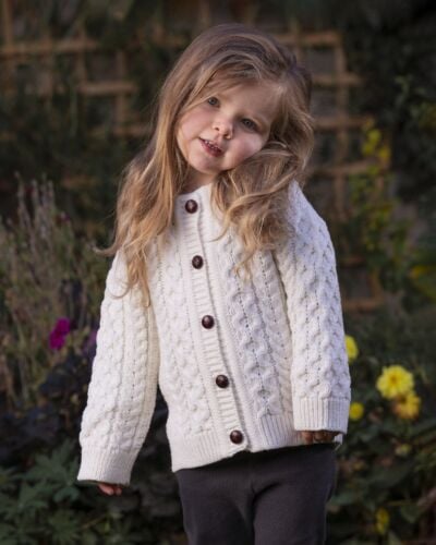 Kids Aran Cardigan Natural