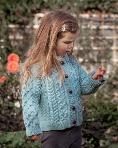 Kids Aran Cardigan AQUA