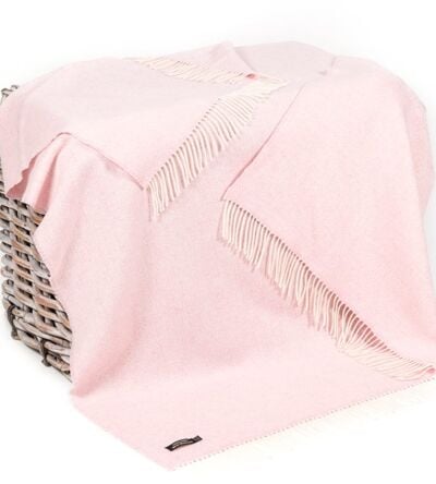 Wool and Cashmere Baby Pink Throw Col: 1430