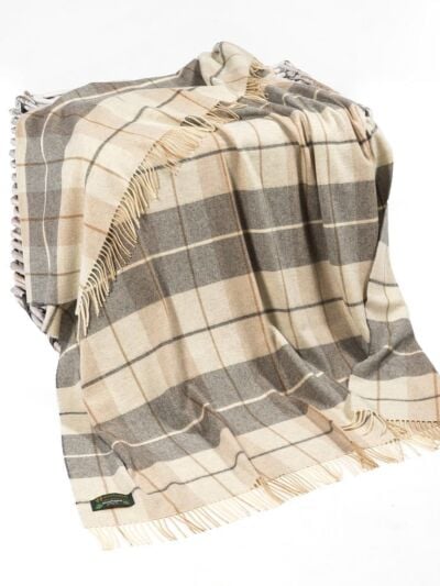 Lambswool Throw Beige Cream and Grey Col: 629