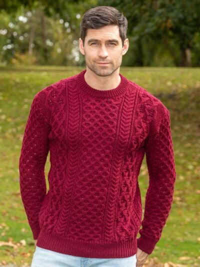 Unisex Heavyweight Aran Sweater Claret