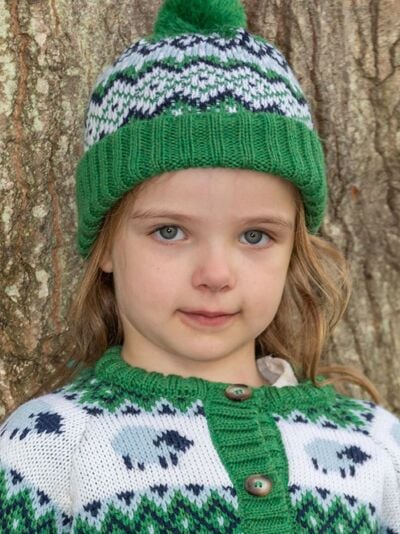 Kids Fairisle Hat - Green