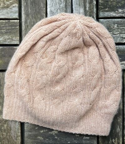 Cashmere Cable Knit Beanie Camel