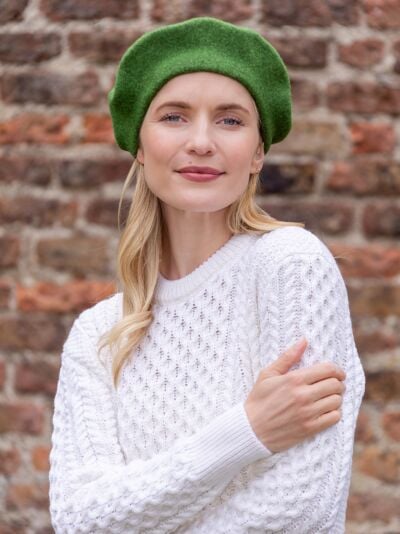 100% Merino Wool Beret Green