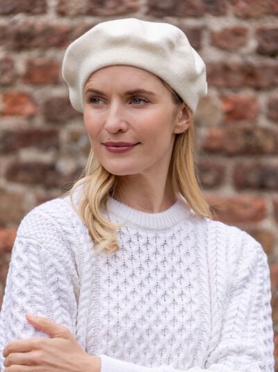 100% Merino Wool Beret Cream