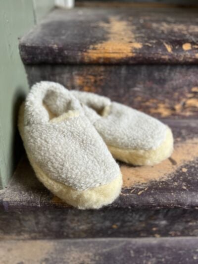 Light Grey Wool Slippers 