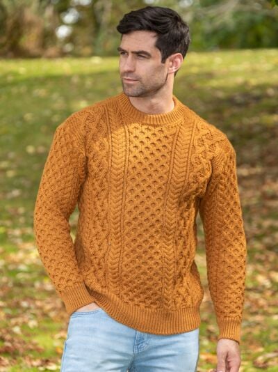 Unisex Heavyweight Aran Sweater - Golden Ochre