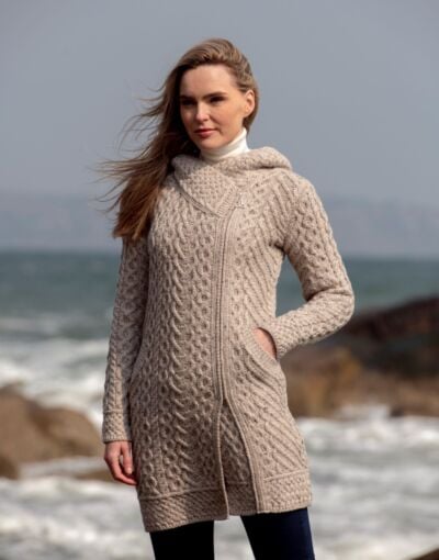 Long Heart Design Coat - Oatmeal