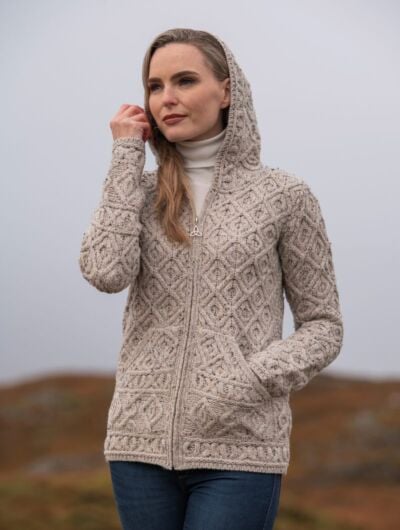 Honeycomb Hooded Cardigan Oatmeal