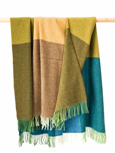 Lambswool Throw Blue Green Mustard Col. 612