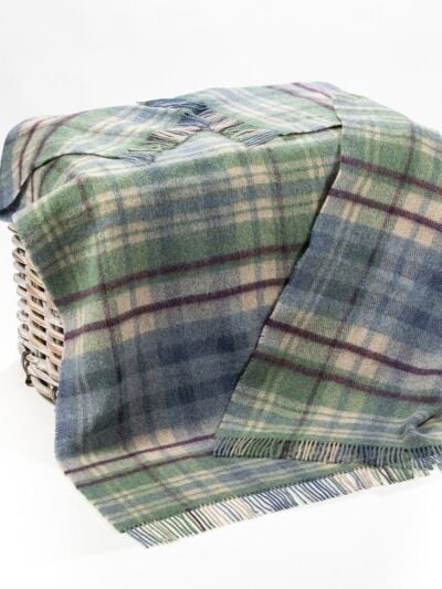 Pure Wool Throw Blue Green Plaid - Col.LW100