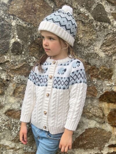 Kids Sheep Cardigan Merino Wool - Natural