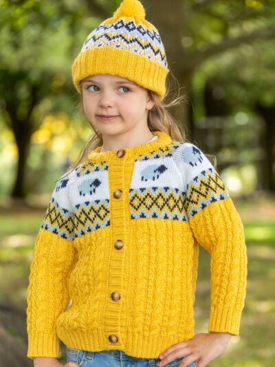 Kids Sheep Cardigan Merino Wool - Sunshine Yellow