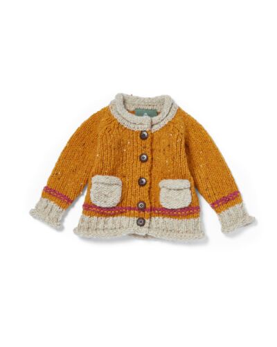 Baby Roll Neck Cardigan Mustard