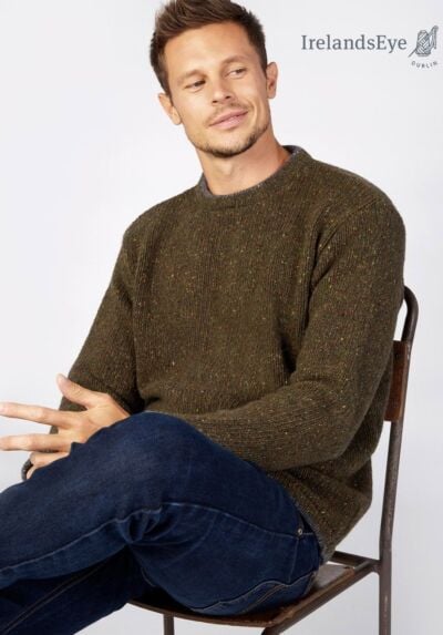 Men's Crew Neck Wool and Cashmere Sweater Loden