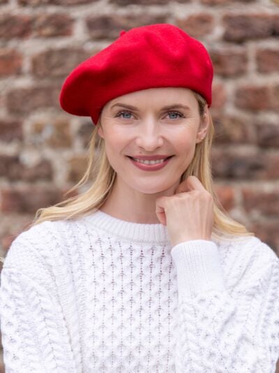 100% Merino Wool Beret Red