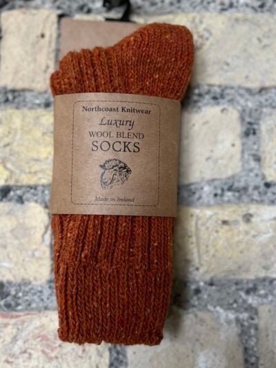 Luxury Wool Blend Socks Rust Orange