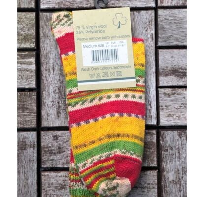 Ladies Fair Isle Socks Yellow/Red