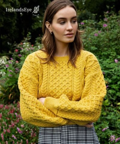 Honeysuckle Cropped Aran Sweater Sunflower