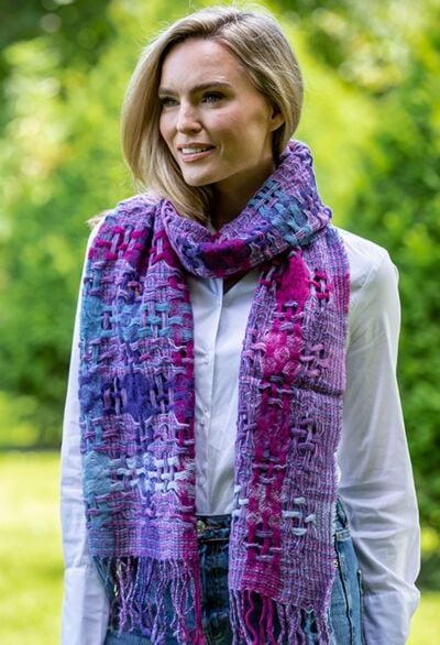 Suantrai of Ireland Scarf Open Weave Purple Fuschia 