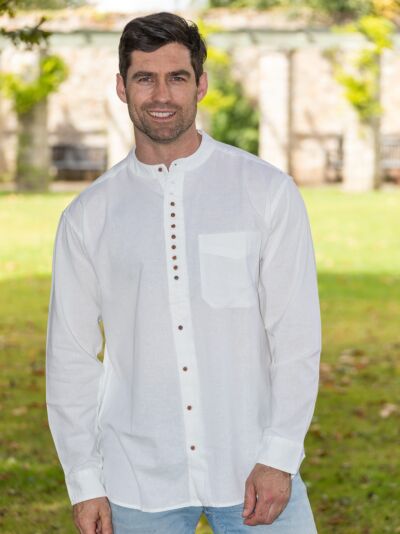 Traditional Grandfather Shirt White