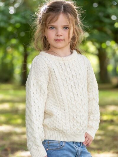 Kids Aran Sweater Merino Wool - Natural