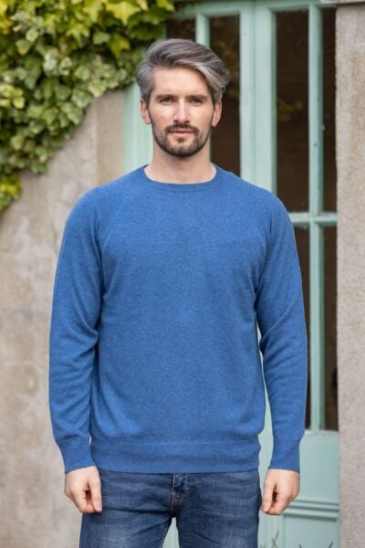 Wool and Cashmere Crew Neck Denim