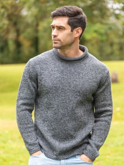 Unisex Roll Neck Merino Wool Sweater Slate