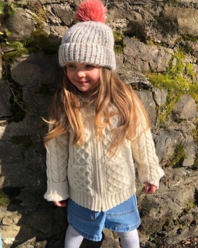 Kids Merino Wool Hooded Cardigan Natural