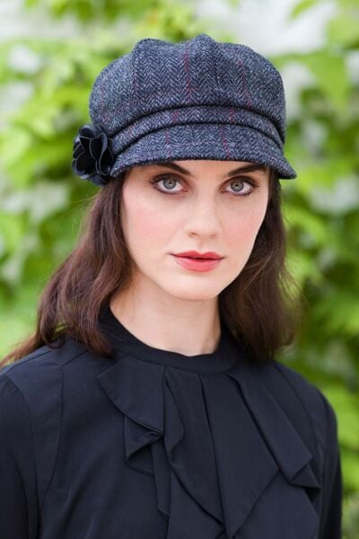 Newsboy Cap Charcoal Herringbone col.31 One Size