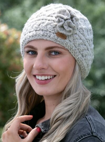 Aran Trellis Pullon Hat Oatmeal