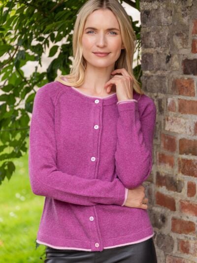 Wool and Cashmere Cardigan Pink Berry