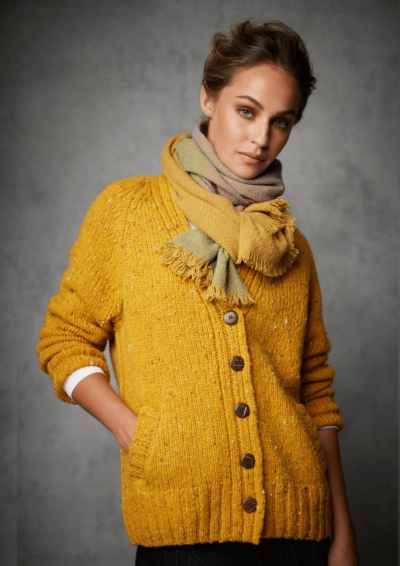 Ladies Donegal Cardigan Yellow